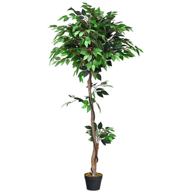 5.5 Feet Artificial Ficus Silk Tree with Wood Trunks - Relaxacare