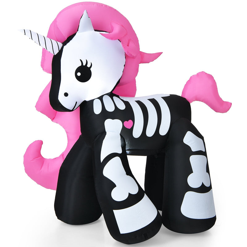 5.5 Feet Halloween Inflatables Skeleton Unicorn with Built-in LED Lights - Relaxacare