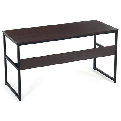 55-Inch Computer Desk Writing Table Workstation Home Office with Bookshelf-Dark Brown - Relaxacare
