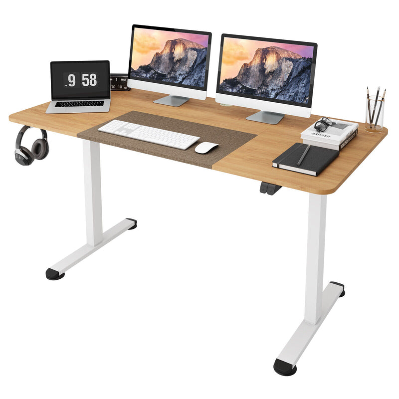 55 Inch Electric Height Adjustable Office Desk with Hook - Relaxacare