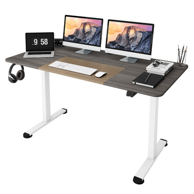 55 Inch Electric Height Adjustable Office Desk with Hook-Gray - Relaxacare
