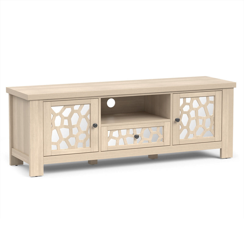 55 Inch Retro TV Stand Media Entertainment Center with Mirror Doors and Drawer - Relaxacare