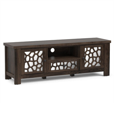 55 Inch Retro TV Stand Media Entertainment Center with Mirror Doors and Drawer-Dark Brown - Relaxacare
