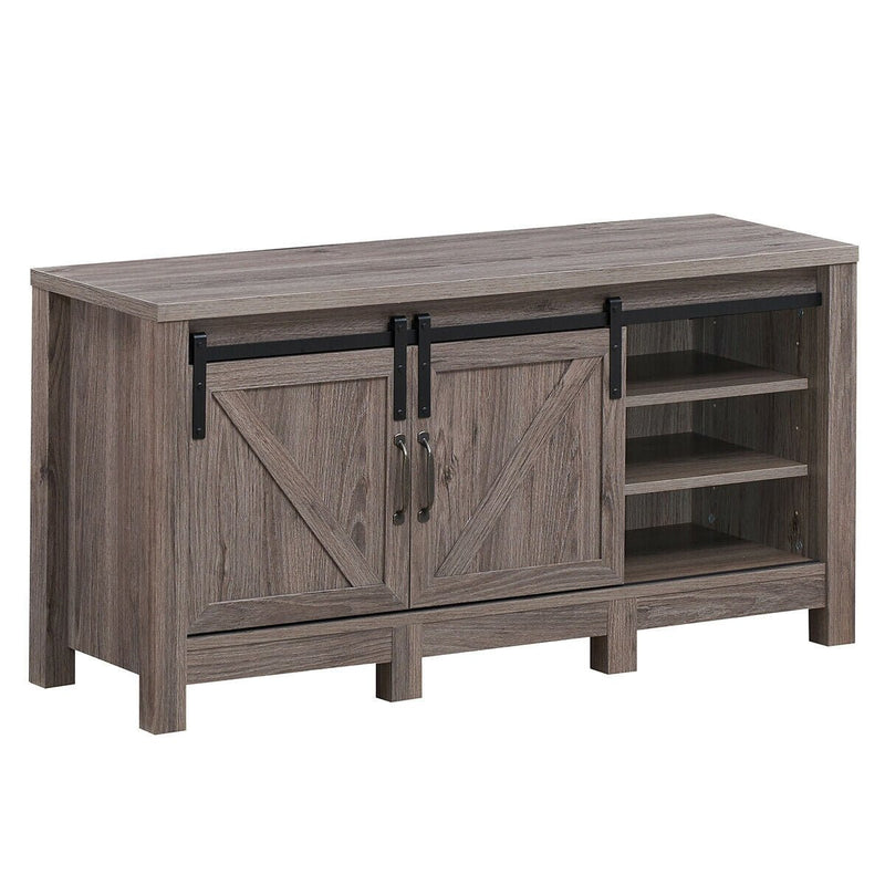 55 Inch TV Sliding Barn Door Entertainment Center with Adjustable Shelves - Relaxacare