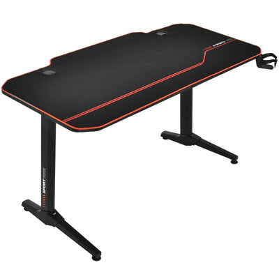 55 Inches T-Shaped Gaming Desk with Full Desk Mouse Pad and Gaming Handle Rack - Relaxacare