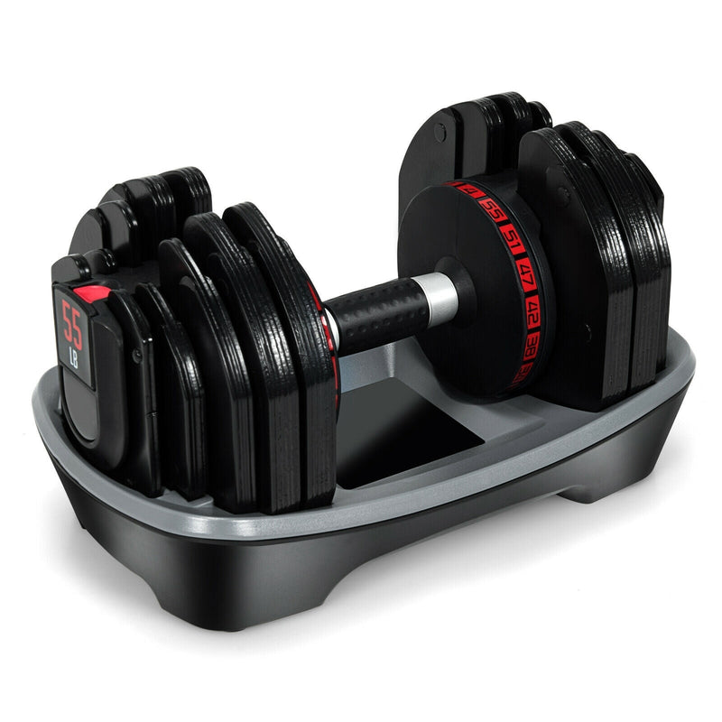 55 Lbs Adjustable Dumbbell with 18 Weights Storage Tray for Gym Home Office - Relaxacare