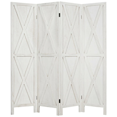 5.6 Ft 4 Panels Folding Wooden Room Divider-White - Relaxacare