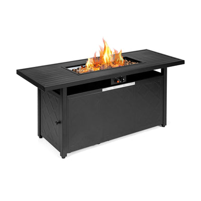 57 Inch 50000 Btu Rectangular Propane Outdoor Fire Pit Table-Black - Relaxacare