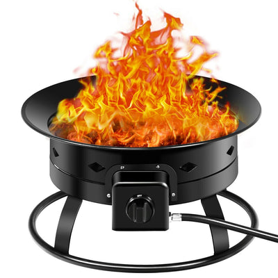 58 000BTU Firebowl Outdoor Portable Propane Gas Fire Pit with Cover and Carry Kit - Relaxacare