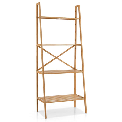 58 Inch 4-Tier Bamboo Ladder Bookshelf - Relaxacare