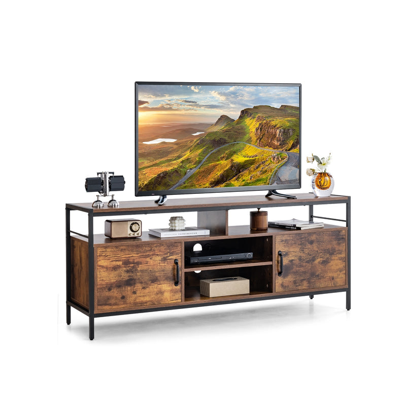 58 Inch Industrial TV Stand with Cabinets and Adjustable Shelf for TVs up to 65 Inch - Relaxacare