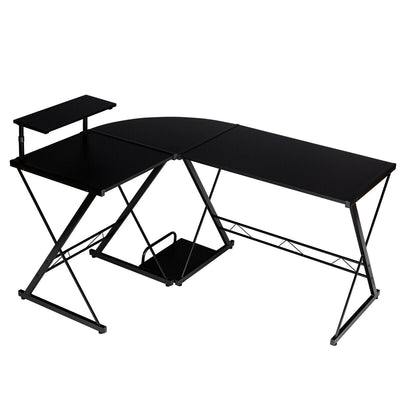 58 Inch L-Shaped Computer Desk with Movable Shelf and CPU Stand - Relaxacare