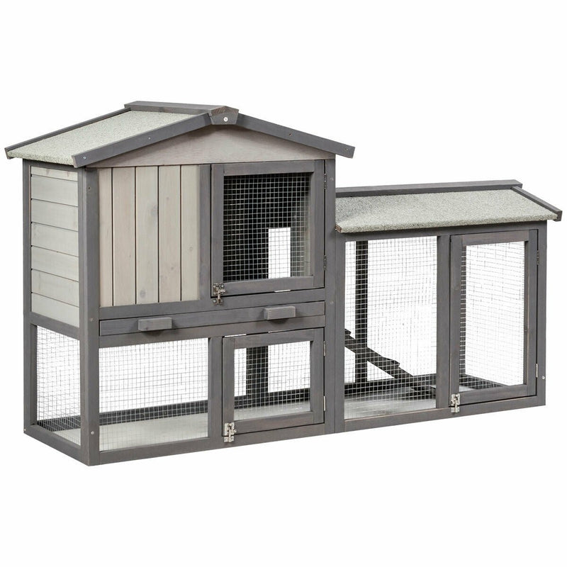 58 Inch Weatherproof Wooden Rabbit Hutch - Relaxacare