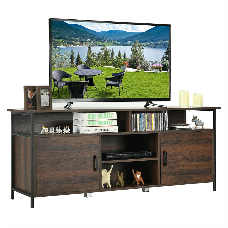 58 Inch Wood TV Stand Entertainment Media Center Console with Storage Cabinet - Relaxacare