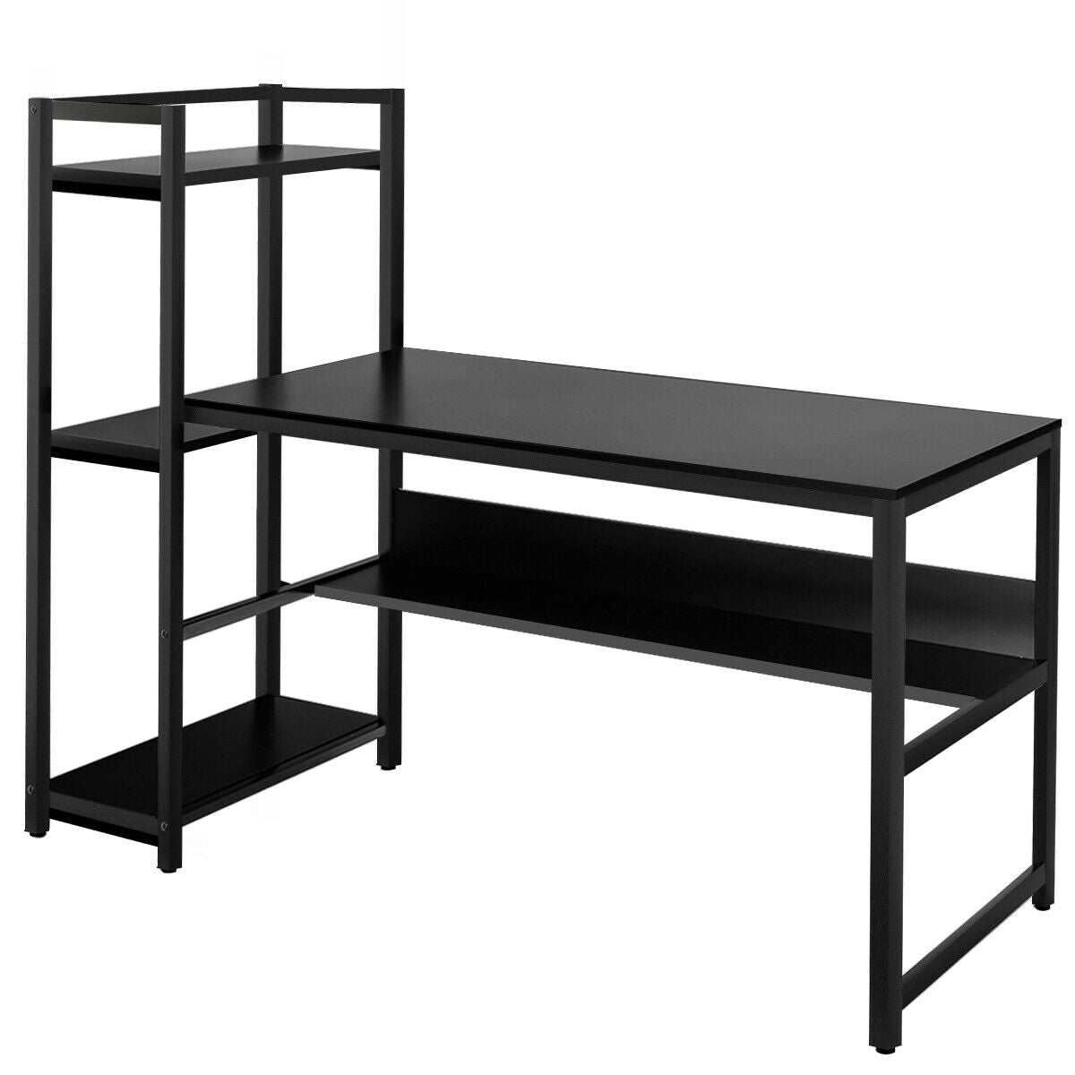 59-Inch Computer Desk Home Office Workstation with 4-Tier Storage Shel