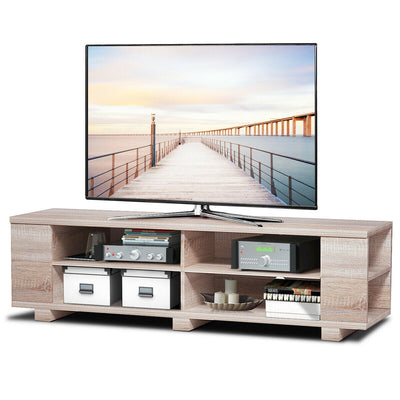 59 Inch Console Storage Entertainment Media Wood TV Stand-Oak - Relaxacare