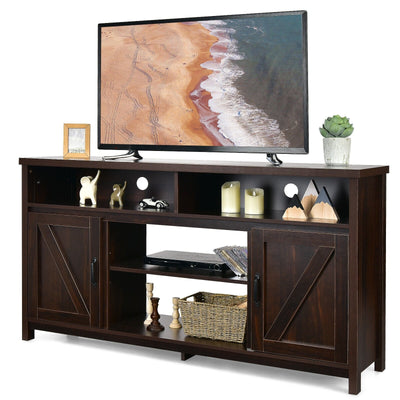59 Inch TV Stand Media Center Console Cabinet with Barn Door for TV's 65 Inch-Coffee - Relaxacare