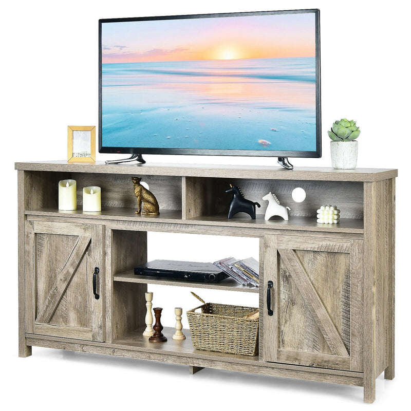 59 Inch TV Stand Media Center Console Cabinet with Barn Door for TV&