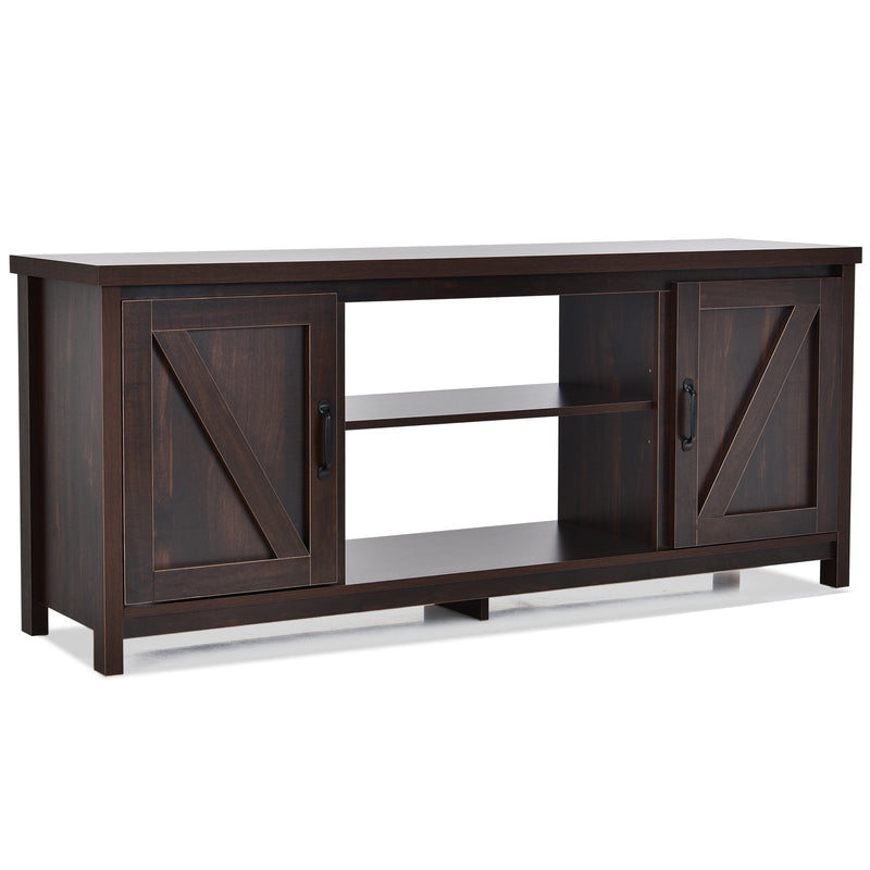59 Inch TV Stand Media Console Center with Storage Cabinet-Coffee - Relaxacare