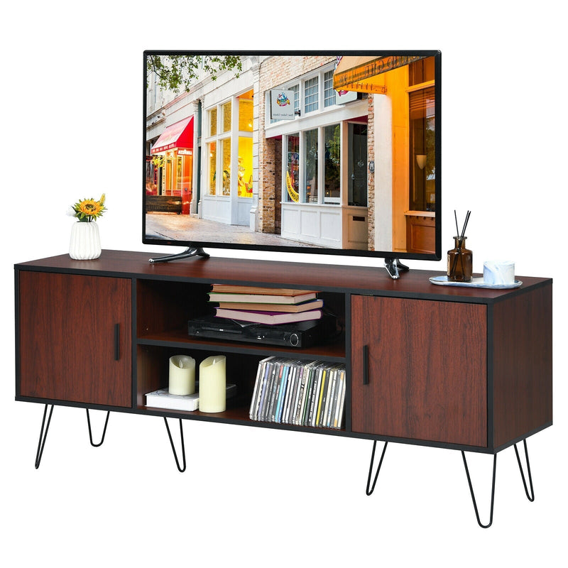 59 Inches Retro Wooden TV Stand for TVs up to 65 Inches-Brown - Relaxacare
