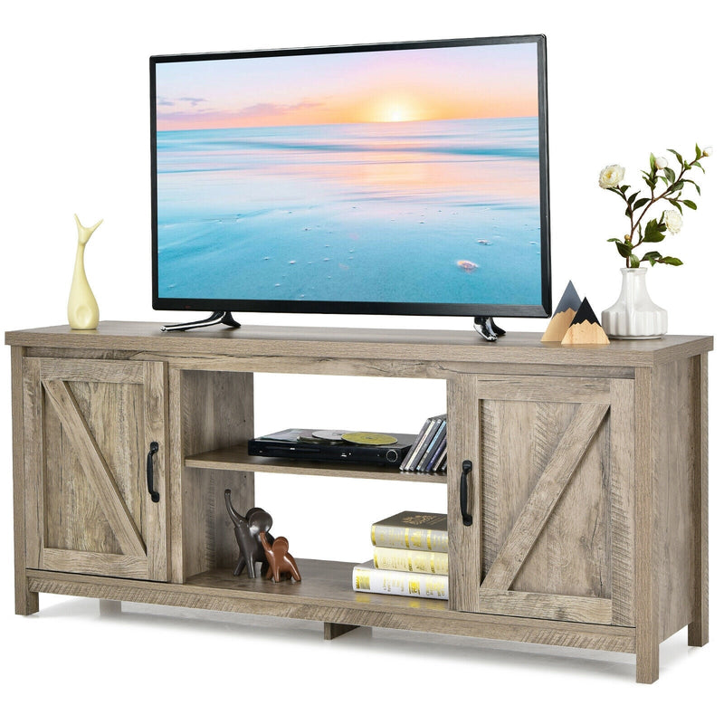 59 Inches TV Stand Media Console Center with Storage Cabinet-Natural - Relaxacare