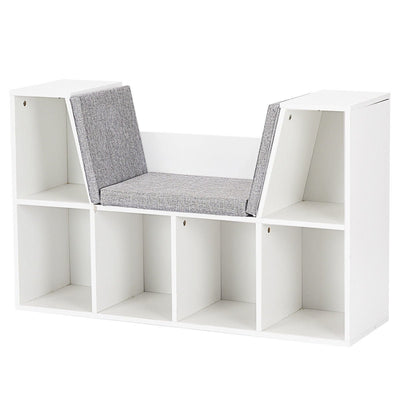 6-Cubby Kid Storage Bookcase Cushioned Reading Nook - Relaxacare