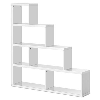 6 Cubes Ladder Shelf Corner Bookshelf Storage Bookcase-White - Relaxacare