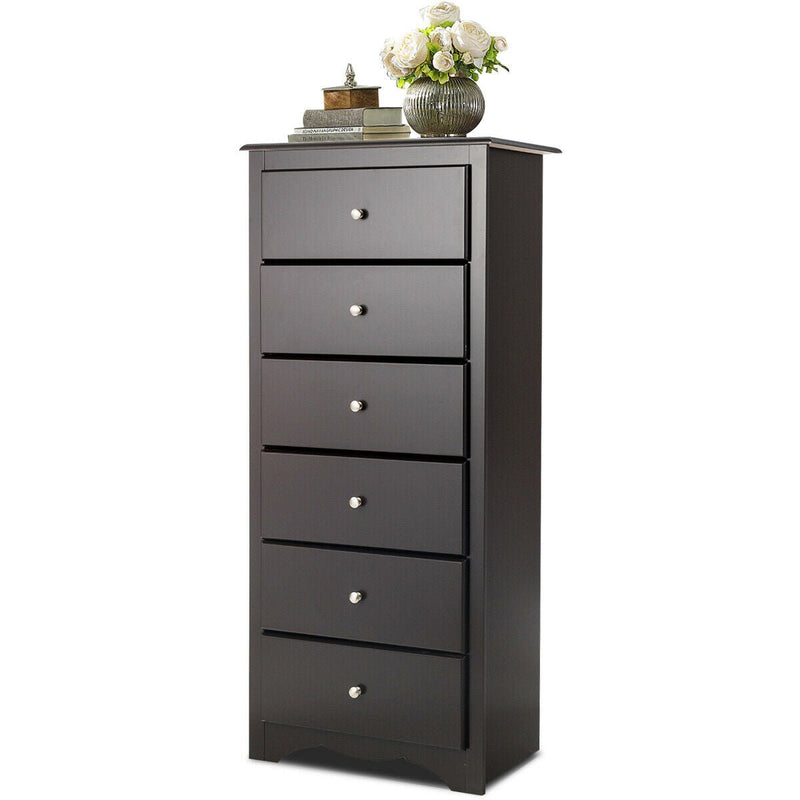 6 Drawers Chest Dresser Clothes Storage Bedroom Furniture Cabinet-Brown - Relaxacare