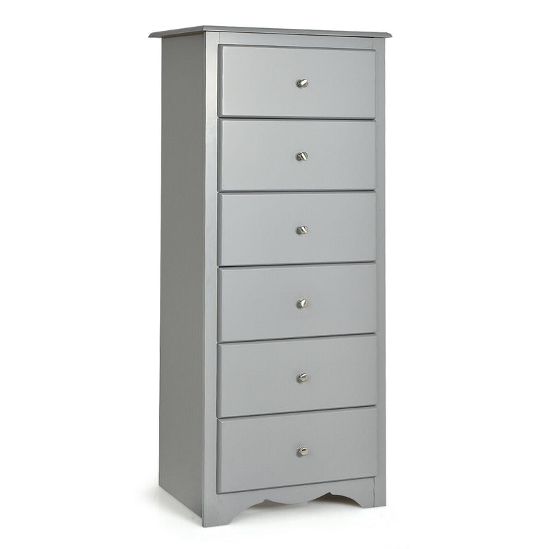 6 Drawers Chest Dresser Clothes Storage Bedroom Furniture Cabinet-Gray - Relaxacare