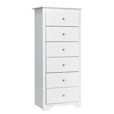 6 Drawers Chest Dresser Clothes Storage Bedroom Furniture Cabinet-White - Relaxacare