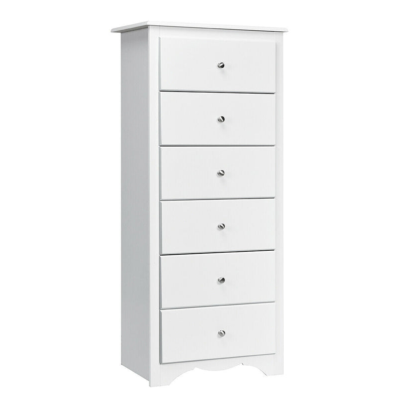 6 Drawers Chest Dresser Clothes Storage Bedroom Furniture Cabinet-White - Relaxacare