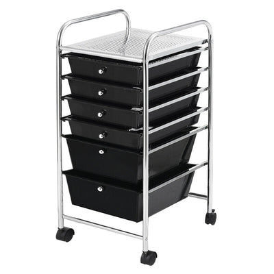 6 Drawers Rolling Storage Cart Organizer-Black - Relaxacare