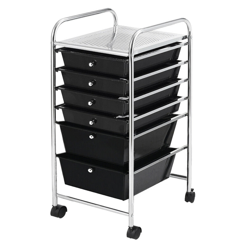 6 Drawers Rolling Storage Cart Organizer-Black - Relaxacare