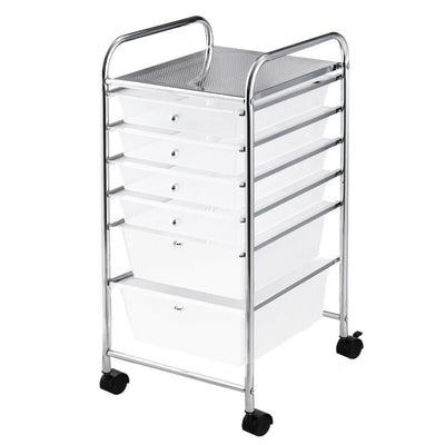 6 Drawers Rolling Storage Cart Organizer-Clear - Relaxacare