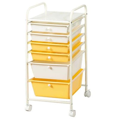 6 Drawers Rolling Storage Cart Organizer-Yellow - Relaxacare