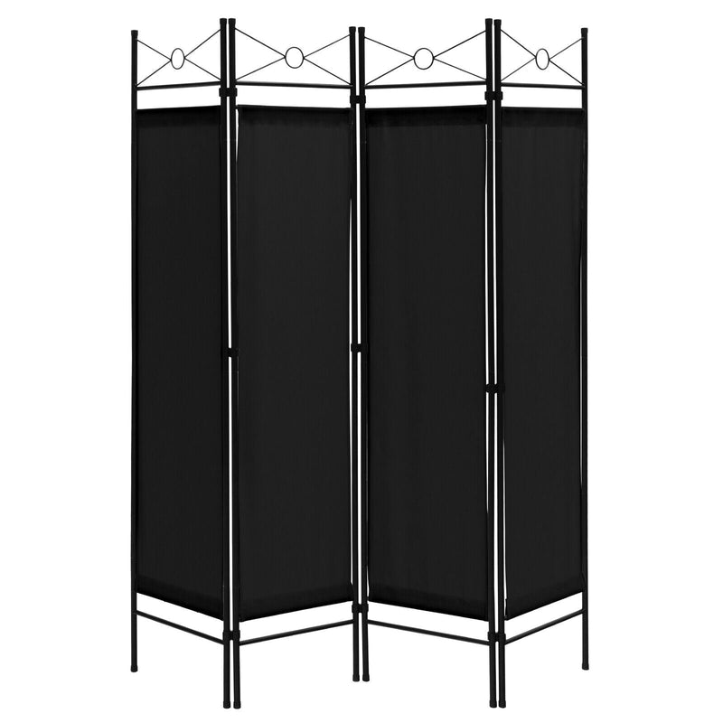 6 Feet 4-Panel Folding Freestanding Room Divider-Black - Relaxacare