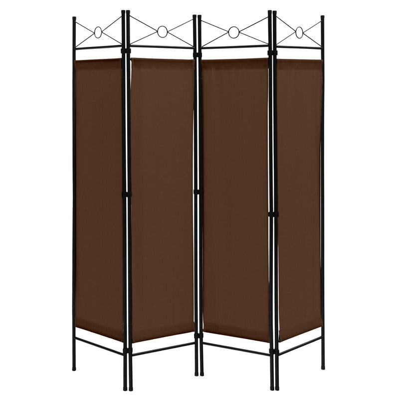 6 Feet 4-Panel Folding Freestanding Room Divider-Brown - Relaxacare