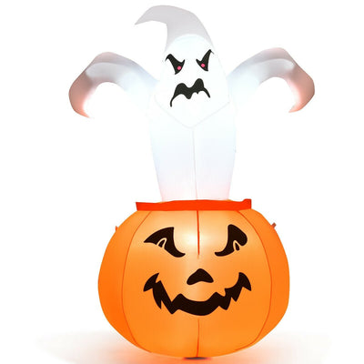 6 Feet Halloween Blow-Up Inflatable Ghost in Pumpkin with LED Light - Relaxacare
