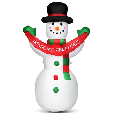 6 Feet Inflatable Christmas Snowman with LED Lights Blow Up Outdoor Yard Decoration - Relaxacare