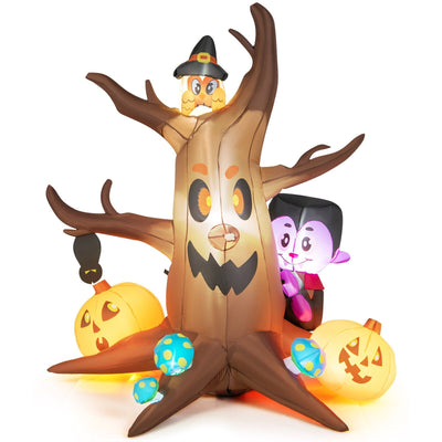 6 Feet Inflatable Halloween Dead Tree with Pumpkin Blow up Ghost Tree and RGB Lights - Relaxacare