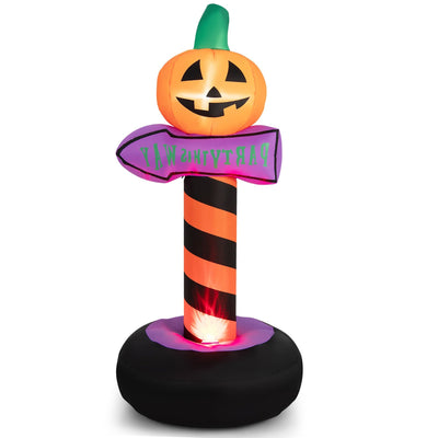 6 Feet Inflatable Halloween Pumpkin Road Sign Decoration with LED Light - Relaxacare