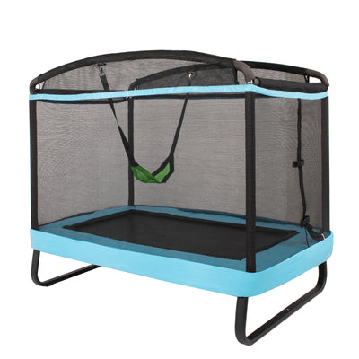 6 Feet Kids Entertaining Trampoline with Swing Safety Fence-Blue - Relaxacare