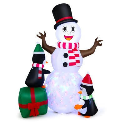 6 Feet Lighted Inflatable Snowman Christmas Decoration with Penguin - Relaxacare