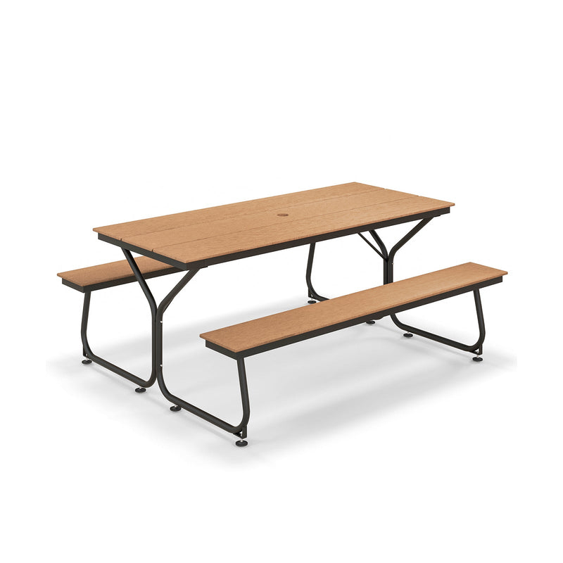 6 Feet Outdoor Picnic Table Bench Set for 6-8 People-Brown - Relaxacare
