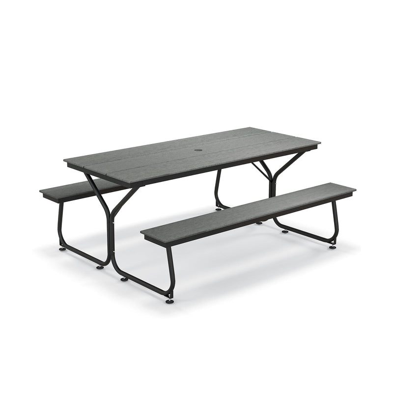6 Feet Outdoor Picnic Table Bench Set for 6-8 People-Gray - Relaxacare