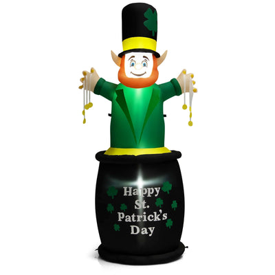 6 Feet St Patrick's Day Inflatables Leprechaun Irish Day Decoration with LED Lights - Relaxacare