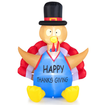 6 Feet Thanksgiving Inflatable Turkey Harvest Day Decoration with Lights for Lawn - Relaxacare