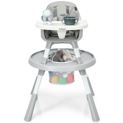 6 in 1 Baby High Chair Infant Activity Center with Height Adjustment-Gray - Relaxacare