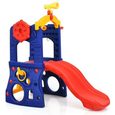 6-in-1 Freestanding Kids Slide with Basketball Hoop and Ring Toss - Relaxacare