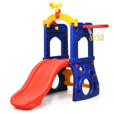 6-in-1 Freestanding Kids Slide with Basketball Hoop Play Climber - Relaxacare
